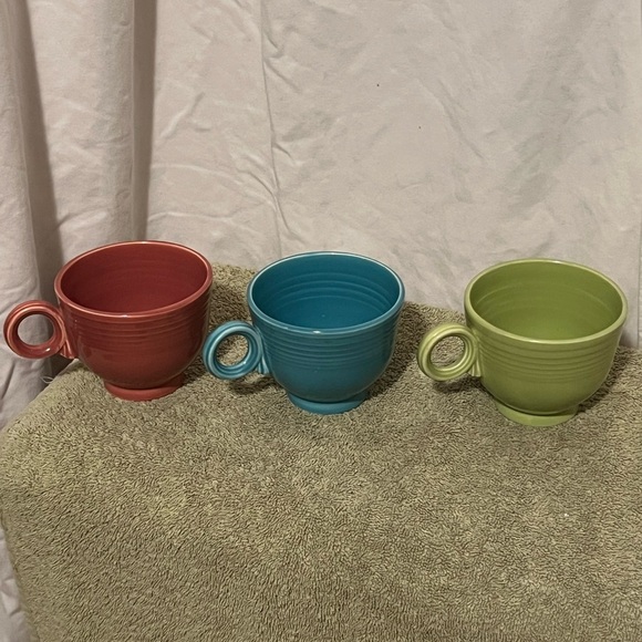 EUC Vintage Fiesta Ware By Homer Laughlin Ring Handle Tea Cups Replacements - Picture 1 of 4